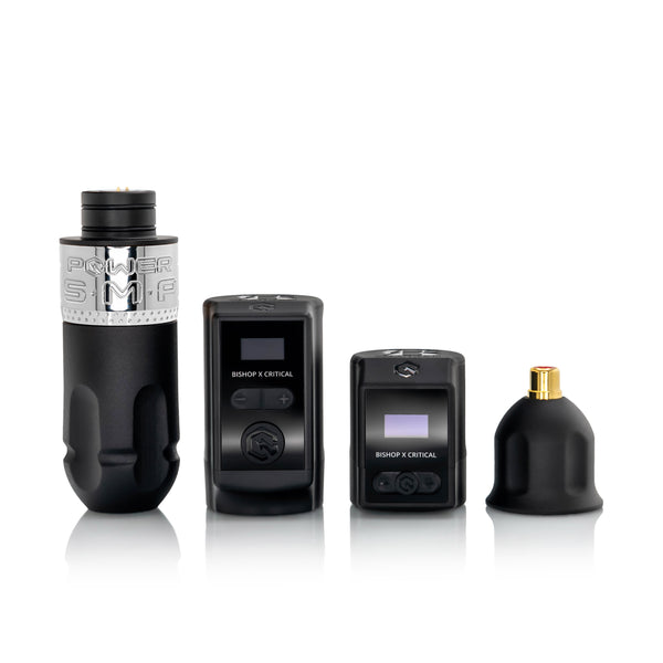 Bishop Power Wand 正規品、WANDステンレス専用グリップ付き Bishop Power Wand Full Set Stainless Steel Packer Tattoo Machine
